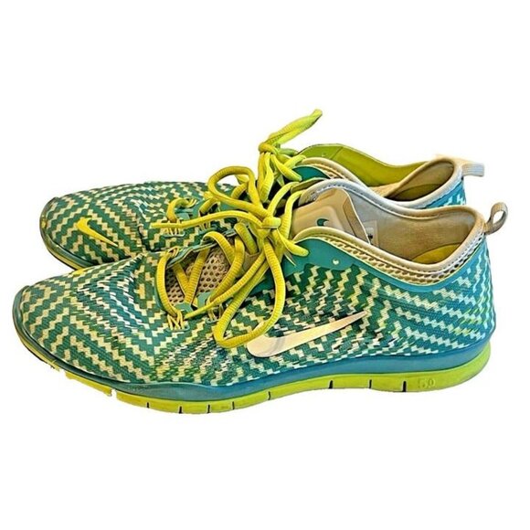 Nike Free 5.0 TR Fit 4 Woman Size‎ 11 Athletic Lime Green Blue Running Sneakers - Picture 3 of 8